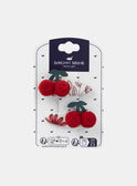 Barrettes pompons cerises MOURETTE / 25E4PFM5BRT001