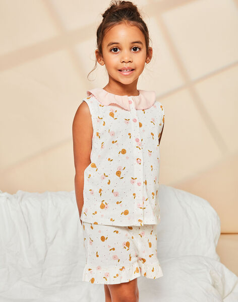 Ensemble pyjama débardeur et short écru à imprimé fruits FLOFLETTE / 23E5PF33PYJ001