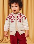 Gilet en tricot rouge et beige DAPIERRE / 22H1BGX1GILF512