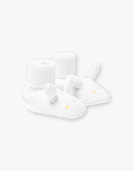 Chaussons De Naissance En Tricot Blanc Bebe Mixte Collection 0 12 Mois Naissance Sergentmajor