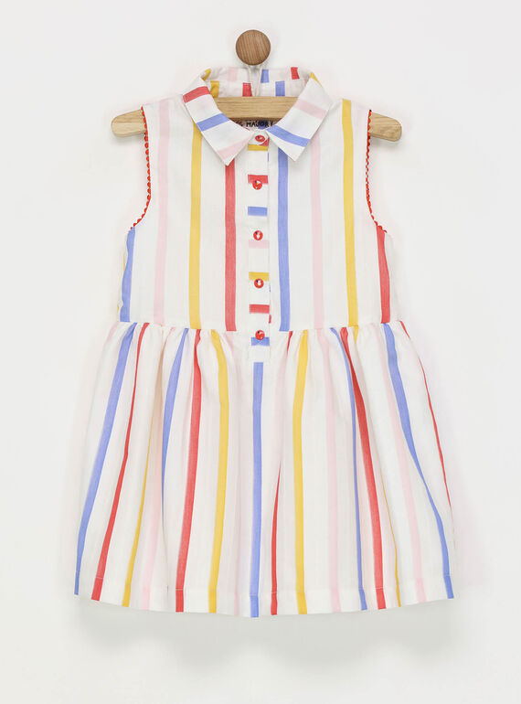 Robe chasuble blanche à rayures RAFARAETTE / 19E2PFC1CHS001