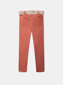 Pantalon rouge ceinture fleurie KROPATETTE / 24E2PFE1PANE415