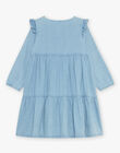Robe en denim bleu à broderies fleuries FADENETTE / 23E2PF81ROBP272
