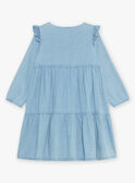 Robe en denim bleu à broderies fleuries FADENETTE / 23E2PF81ROBP272