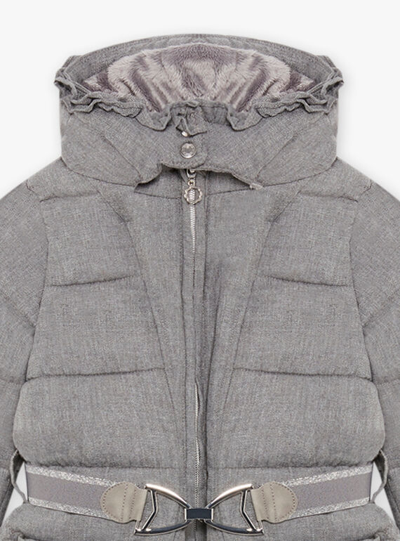 Doudoune gris souris à capuche enfant fille BLOZIKETTE / 21H2PFE3D3E904