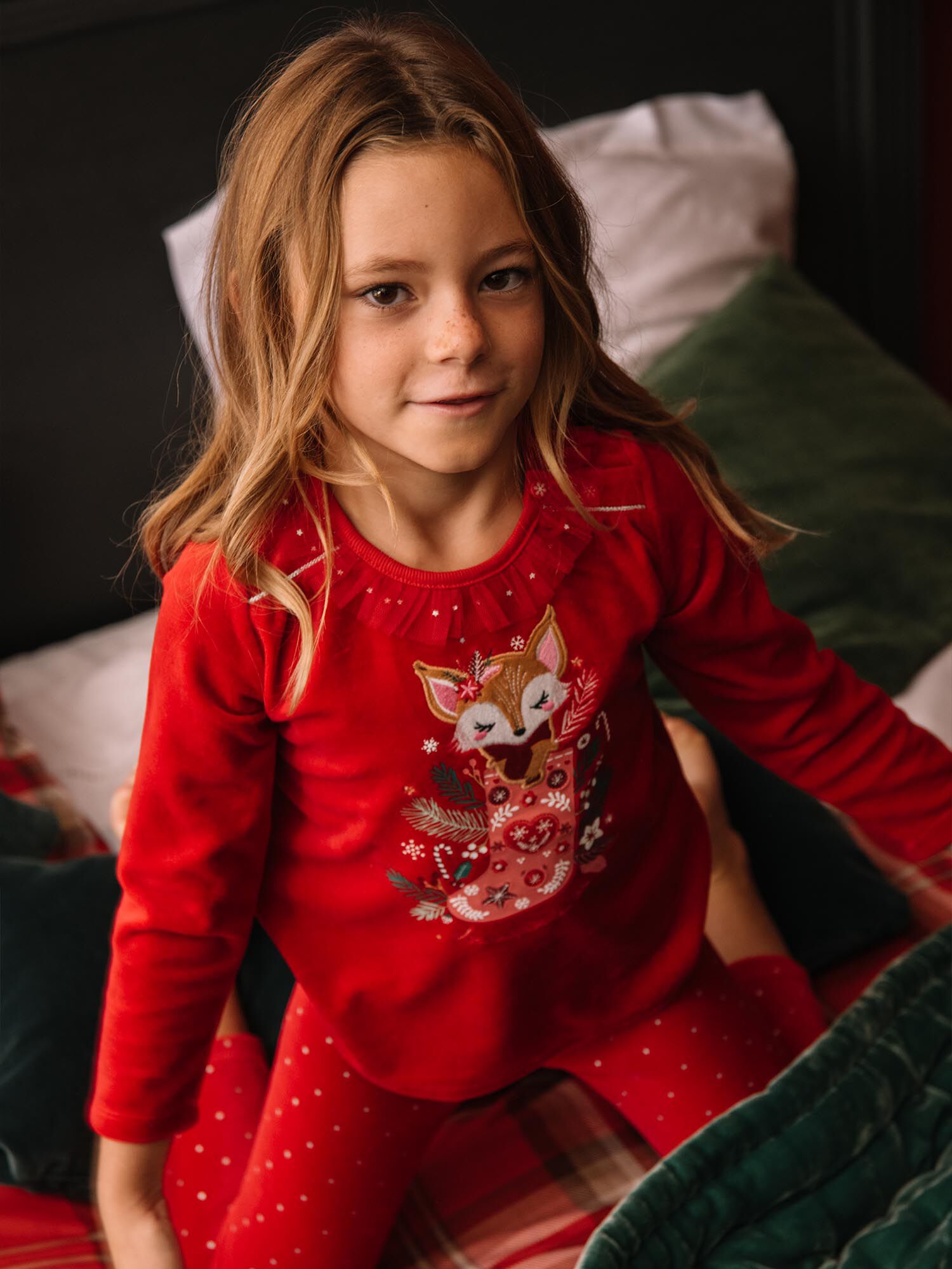 Pyjama de Noel en velours rouge th me Renard