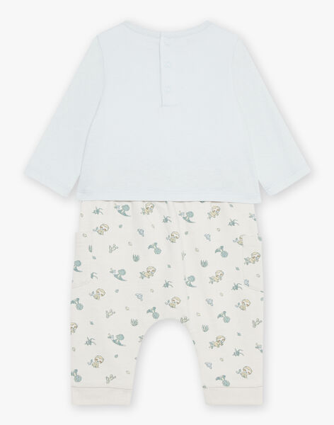 Body-T-shirt bleu, pantalon beige et chaussettes vert d'eau FOREST / 23E0CG72ENS614