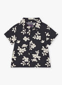 Chemise noir ardoise à imprimé feuilles et tortues FATONY / 23E1BGP1CHMJ900