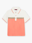 Polo écru et corail enfant garçon CUWIAGE / 22E3PGP1POL001