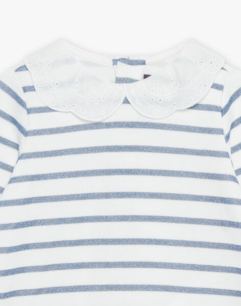 T-shirt esprit marinière écru et bleu marine FABULEUSE / 23E1BF81TEE001