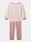 Pyjama à rayures tricolore imprimé fleuri Fille NUIPOLETTE / 25H5PFB2PYJ001
