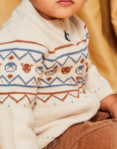 Gilet en tricot à jacquard animaux et motifs fantaisie beige DASICHARD / 22H1BGY1GILA001