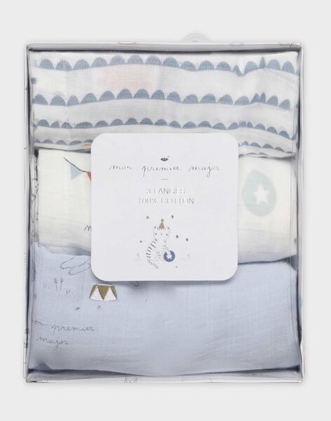 Lot De Trois Langes Bebe Garcon En Gaze De Coton Lot De Trois Langes Bebe Garcon En Gaze De Coton