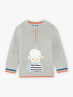 Pull maille gris chiné motif mouton fantaisie bébé garçon BANINO / 21H1BGL1PUL943