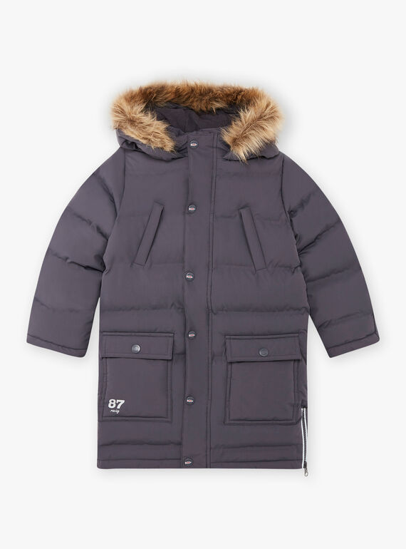 Parka gris foncé doublure polaire enfant garçon BADOUNAGE / 21H3PGE3PARJ916