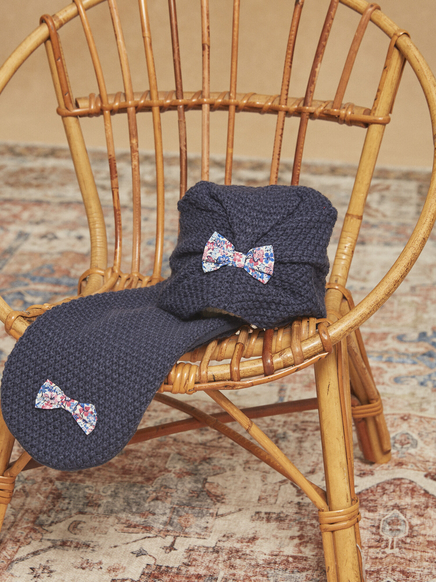Bonnet bleu marine en tricot torsade Fille Sergent Major