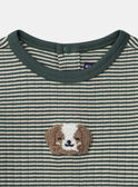 Body écru à rayures vertes et patch chien Bébé Garçon NAFABRICE / 25H1BGS2BOD001