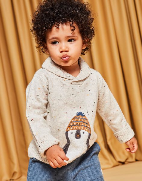 Pull beige en tricot fantaisie chiné DASALOUIS / 22H1BGY1PULA010