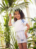 Short écru rayé et broderies enfant fille CYASHOETTE / 22E2PFK1SHO001