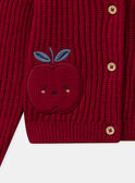 Cardigan rouge avec patch pommes et col volant Bébé Fille NAGISELLE / 25H1BFM2CAR050