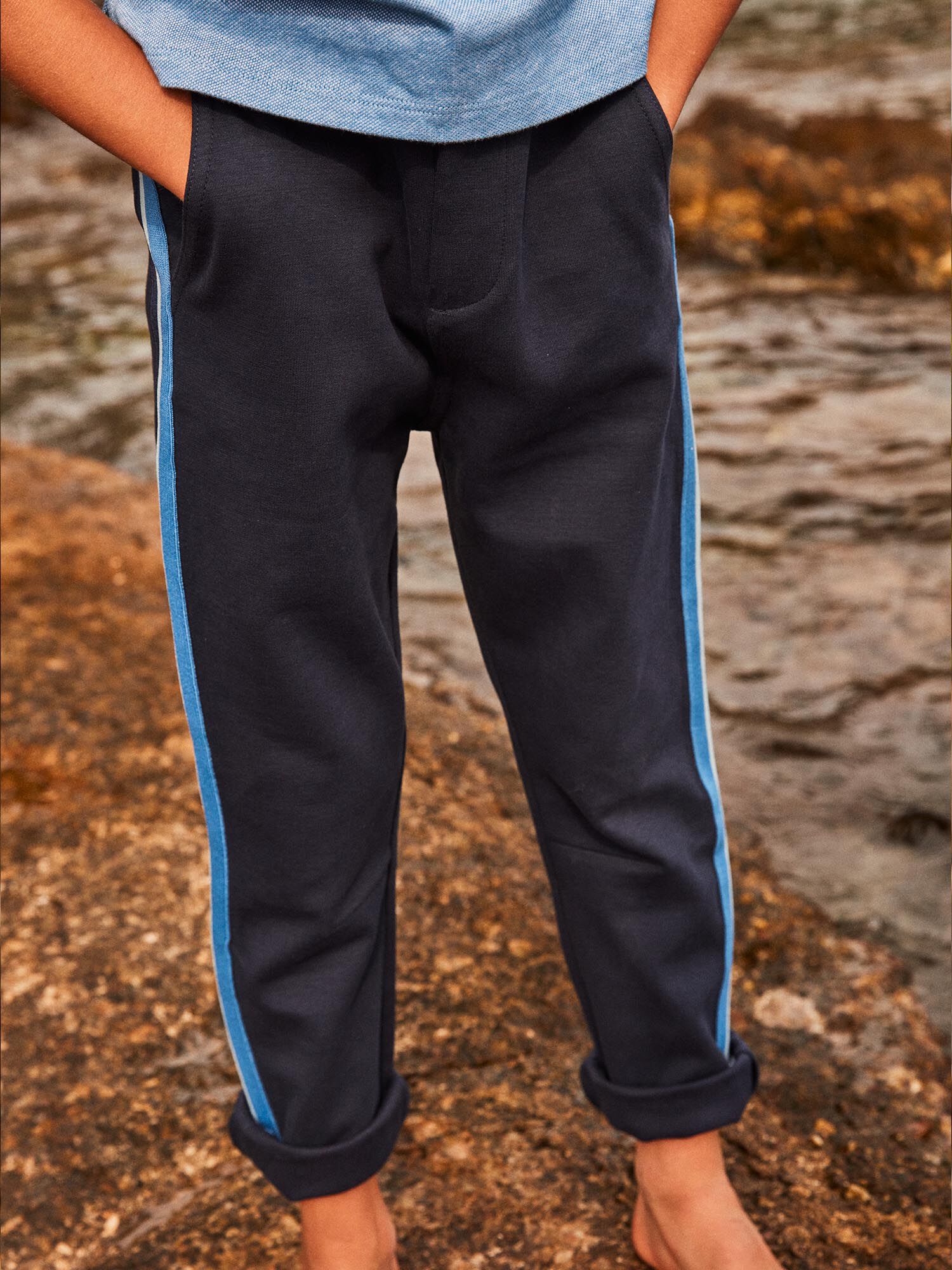Pantalon bleu marine a bandes contrastantes Garcon Sergent Major