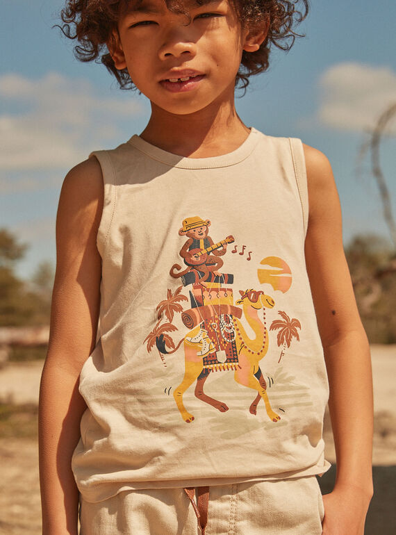 Débardeur sable à motifs chameau et singe FLIDEBAGE / 23E3PGP1DEB808