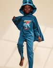 Pyjama deux pièces bleu canard en coton avec cape tête de dinosaure FLORIAGE3 / 23E5PG43PYT714
