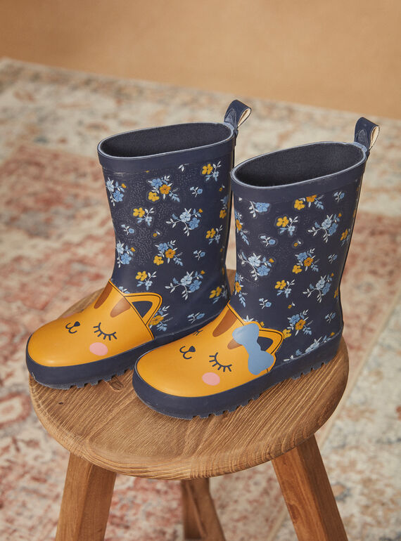 Bottes de pluie bleues marine en caoutchouc, Fille