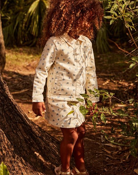 Veste en jean vanille à fleurs FAVETETTE / 23E2PF81VES632