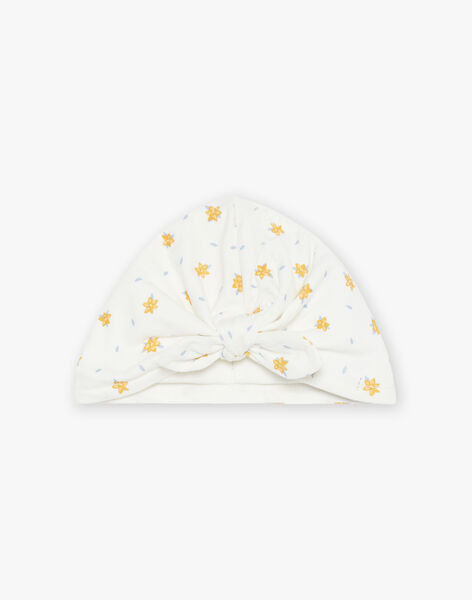 Bonnet en jersey écru à fleurs FABRIGITTE / 23E4BF81BON001