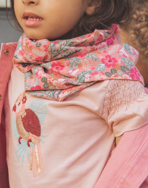 Snood vieux rose à fleurs FISNOUETTE / 23E4PFD1SNOD318