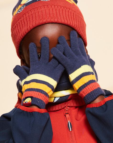 Gants bleu marine en tricot avec rayures FRAGANAGE / 23E4PG51GAN713
