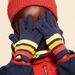 Gants bleu marine en tricot avec rayures