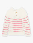 Pull en maille à rayures écru et rose DAELISE / 22H1BFE1PUL001