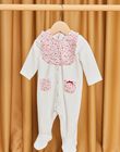 Grenouillère blanche et rose en velours dévoré DEDORA / 22H5BFW2GRE001