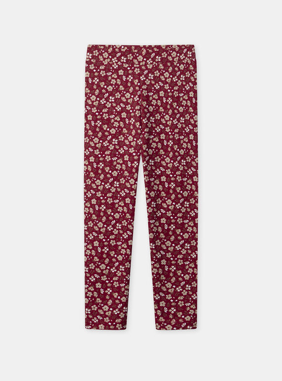 Legging rouge imprimé fleuri Fille NELEGETTE / 25H2PFK1LG503