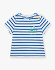 T-shirt bleu roi à imprimé à rayures FAROLIVIER / 23E1BGS1TMCC209