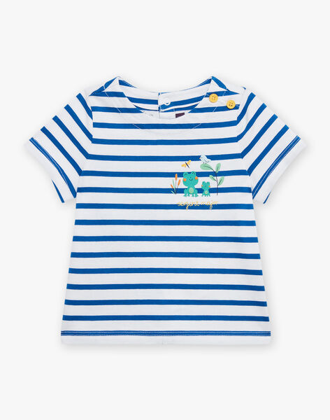 T-shirt bleu roi à imprimé à rayures FAROLIVIER / 23E1BGS1TMCC209