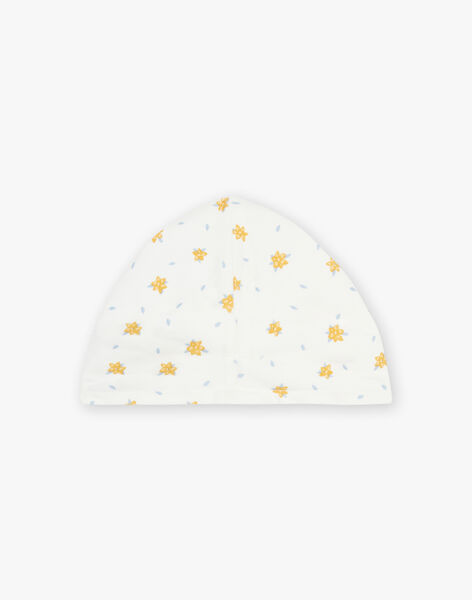 Bonnet en jersey écru à fleurs FABRIGITTE / 23E4BF81BON001