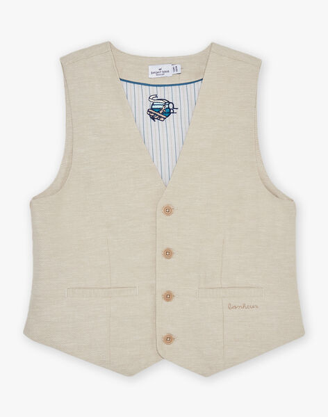 Gilet beige sans manches en lin FREGILAGE / 23E3PGI1GSMA013
