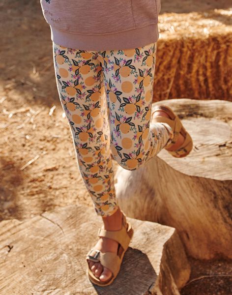 Legging écru à motif oranges et fleurs FLALEGETTE / 23E2PFO1LG114