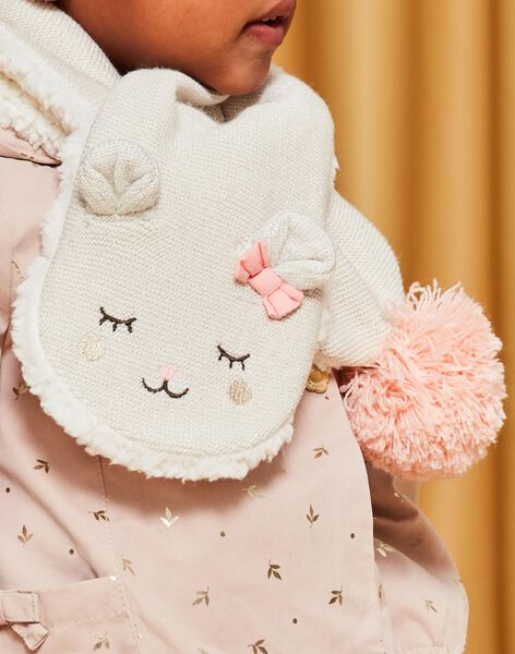 Echarpe en tricot beige à motif tête d'animal brodé DISOLALE / 22H4BFN1ECHA011