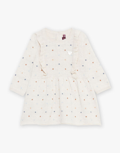 Robe en tricot à jacquard petits pois écru DAROXANE / 22H1BFY1ROB006