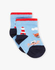 Chaussettes bleues à jacquard animaux marins FAKEVIN / 23E4BGC2SOQ020