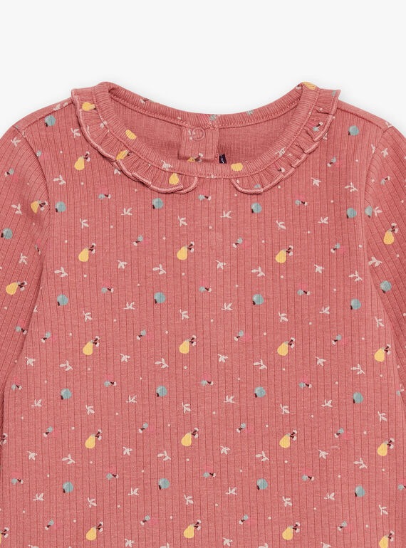 Blouse à manches longues à imprimé fleuri vieux rose DAKELLY / 22H1BFR1TEED332