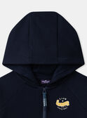 Sweat à capuche zippé bleu foncé à manches longues Garçon NAEMAJAGE / 25H3PG31JGH705