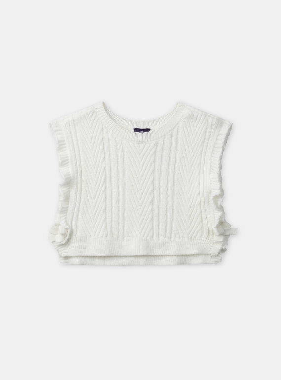 Pull blanc sans manches avec noeuds sur les côtés Bébé Fille  NAEVA / 25H1BFL1CSM001