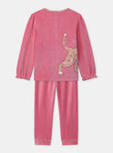 Pyjama rose en velours avec patch chat Fille NUIVOLETTE / 25H5PFB3PYJD300