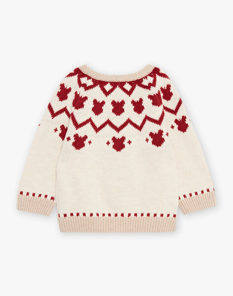 Gilet en tricot rouge et beige DAPIERRE / 22H1BGX1GILF512