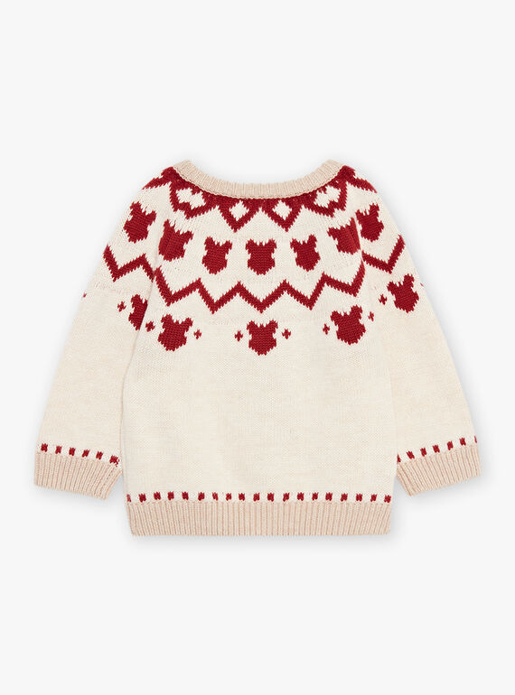 Gilet en tricot rouge et beige DAPIERRE / 22H1BGX1GILF512